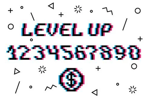 Level up pixel vector Stock Illustration