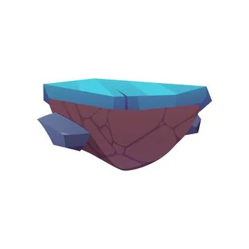 Level platform with blue surface, game island land with ice cover floating 스톡 일러스트