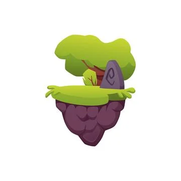 Level platform stone totem, idol rune, floating forest land game island vector 스톡 일러스트