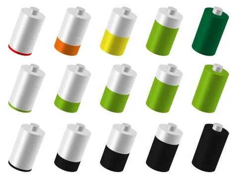 Level, progress indicators, battery level indicators. Editable vector. Ilustración de archivo