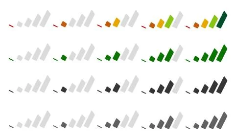 Level, progress indicators, battery level indicators. Editable vector. 스톡 일러스트