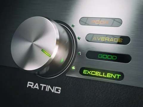 Level of quality service, satisfaction, customer loyalty concept. Knob in h.. Ilustración de archivo