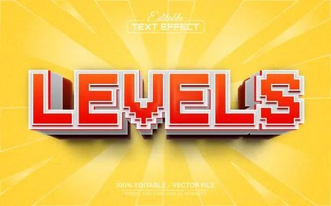 Level red pixel 3d text effect editable Stock Illustration
