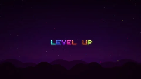 Level Up Retro Pixel Art Game Concept Text Animation Stockbeeldmateriaal 347113649