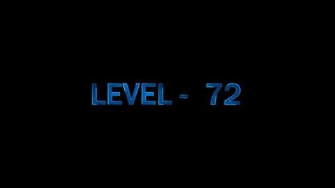Level seventy two title card with glowing blue metallic text effect on blac.. Stock Footage 334157608