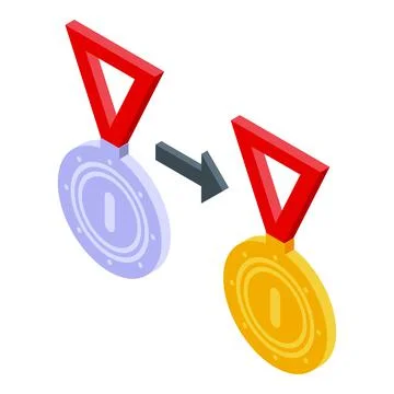 Level skill medal icon isometric vector. Training beginner Illustrazione stock