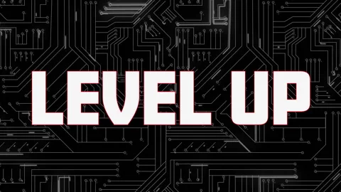 Level up text against microprocessor connections Vídeo Stock 138886381