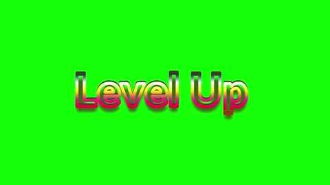 Level up text animation featuring vibrant gradient metallic typography against Stock Footage 340947066