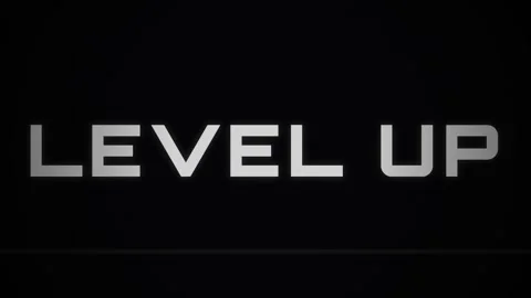 Level Up Text Animation With Glitch Effect On Black Background Vidéo 331267945