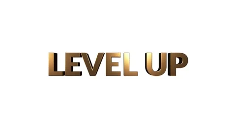 Level Up . Text Animation. Gold on white background. High quality 4k intro Stock Footage 153877177