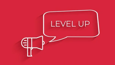 Level Up . Text Animation. Megaphone with speech bubble High quality 4k intro Stock Footage 153813840