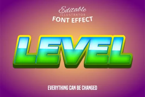 Level text, editable font effect Stock Illustration