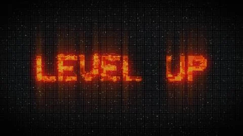 LEVEL UP text with glitch background concept for video games screen. 스톡 일러스트