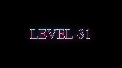 Level thirty-one neon text animation with glowing blue and pink light flick.. Stock Footage 331531044