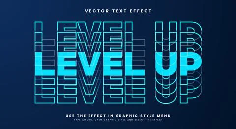 Level up title 3d editable text effect template Stock Illustration