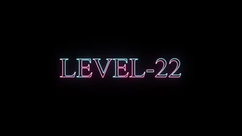 Level twenty two neon sign animation for gaming interface with glowing pink.. Stock Footage 331531032