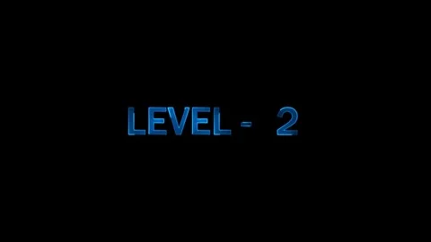 Level two text animation in blue glowing font appearing on dark background .. Stock Footage 333878323