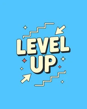 Level up typography design for work and professional career growth motivatio Illustrazione stock