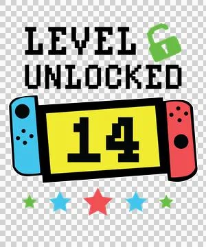 Level Unlocked Pixel Text Design Achievement Stock Illustration
