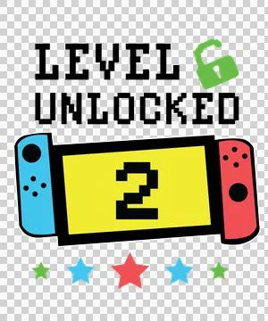 Level Unlocked Text Design With Banner And Five stars Stock Illustration