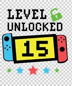 Level Unlocked Text Header With Lock Banner design stars Stock Illustration
