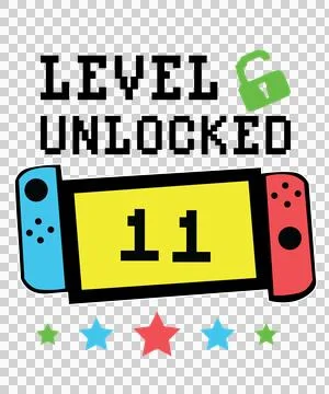 Level Unlocked Typography With Scroll Banner And Five text Ilustración de archivo