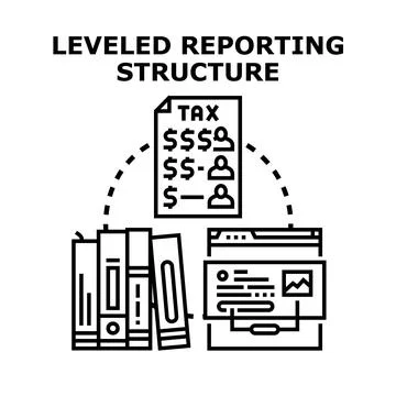 Leveled reporting structure business financial reporting concept Stock Illustration