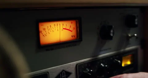 Leveling Amplifier At Recording Studio Session 4K 24FPS Stock Footage 253445950
