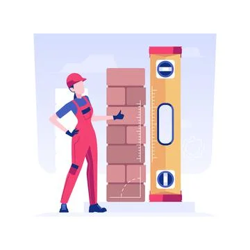 Levelling bricks isolated concept vector illustration. Stock Illustration