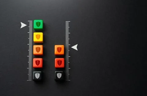 Levels of protection. Comparison of two protection systems. Improved security Stock Photos