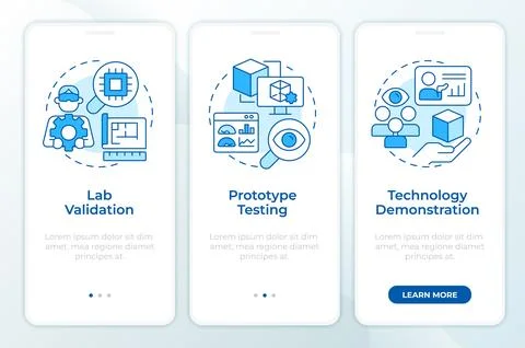 Levels of technology readiness blue onboarding mobile app screen Stock Illustration