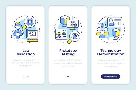 Levels of technology readiness onboarding mobile app screen Illustrazione stock
