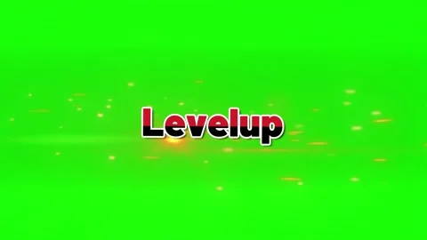 Levelup text animation with glowing light particles on a green screen Stock-Footage 347341604