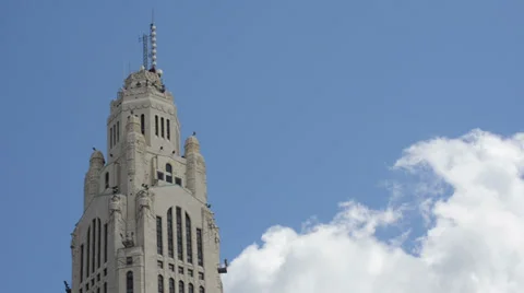 Leveque Tower with Blue Sky and Light Clouds Stock Footage 37676715