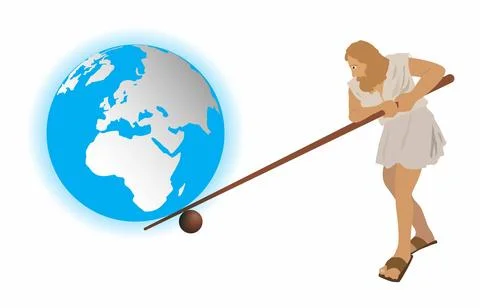 A lever is a simple machine consisting of a beam, Archimedes Stock Illustration