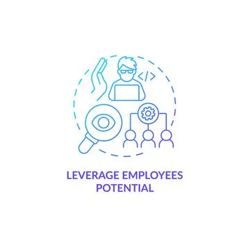 Leverage employees potential blue gradient concept icon 스톡 일러스트
