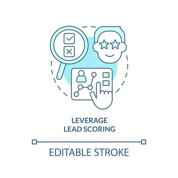 Leverage lead scoring turquoise concept icon Stock Illustration