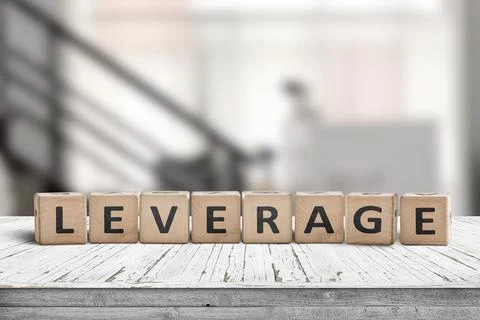 Leverage sign in a office environment Stock Photos