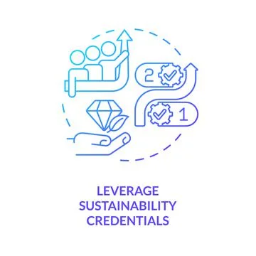 Leverage sustainability credentials blue gradient concept icon Stock Illustration