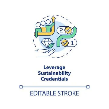 Leverage sustainability credentials concept icon Stock Illustration