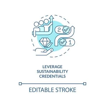 Leverage sustainability credentials turquoise concept icon Stock Illustration