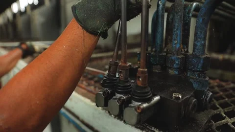 Levers Hydraulics Machine Stock Footage 336713641
