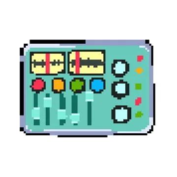 Levers retro control panel pixel art vector illustration Ilustração Stock