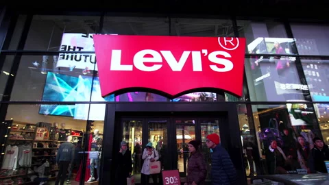 Levi's denim jeans shop exterior at Stock Video Pond5