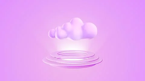 Levitating 3D Cloud Over Circular Rings with Hologram-like Glow イラスト素材