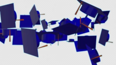 Levitating 3D Student hats on a blue screen. Stock Footage 269181295