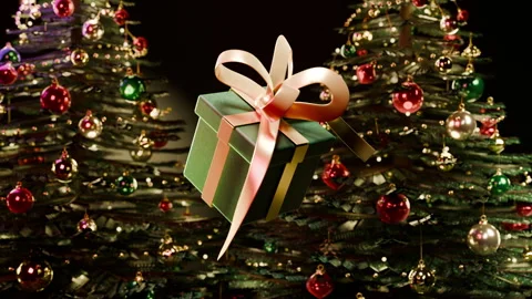 Levitating Christmas Gift Box with Dynamic Perspective, 4K Vidéo 347572052
