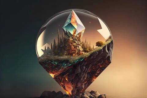 A Levitating Crystal In A Savannah Stock Illustration