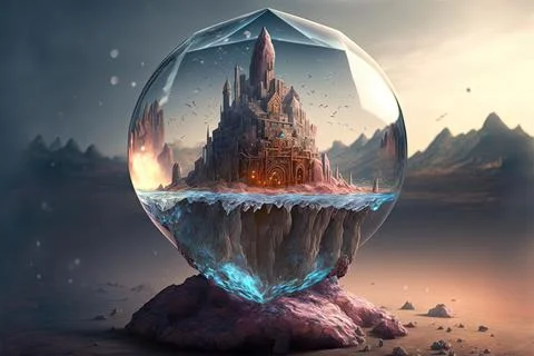 A Levitating Crystal In A Savannah Stock Illustration