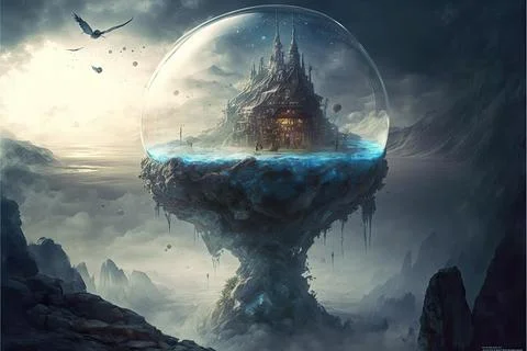 A Levitating Crystal In The Underground Stock Illustration